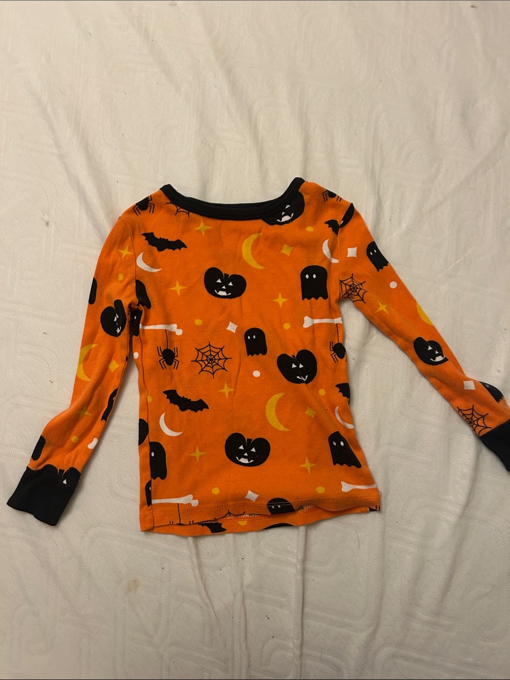 Halloween Pumpkin & Ghost Orange Kids Pajama Top